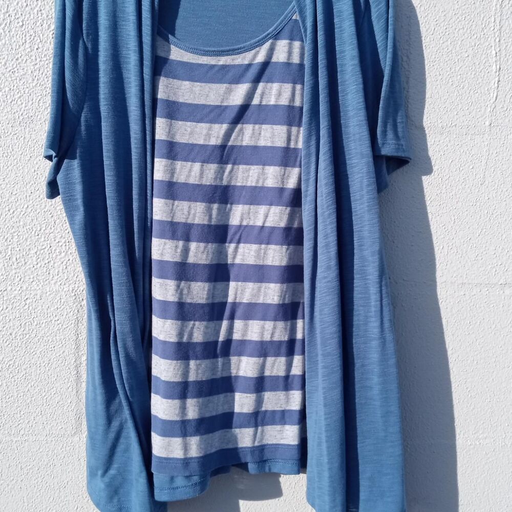 White-stag Women's Blue and Grey T-shirt